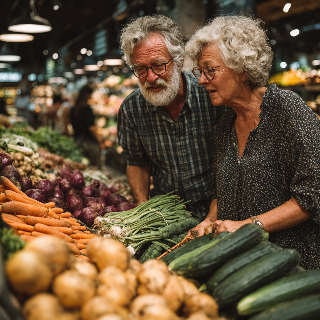 Група активних людей зрілого віку обговорюють здорове харчування